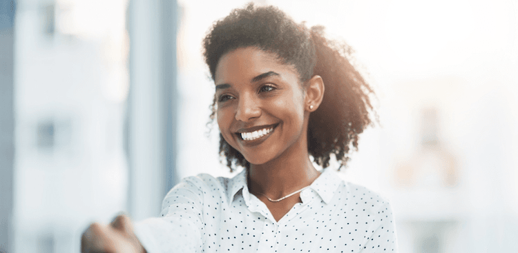 person arriving for an interview and shaking hands